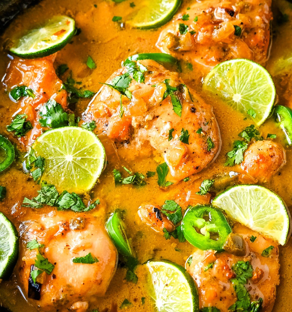 This Skillet Coconut Lime Chicken is made with a homemade coconut lime sauce crafted from creamy canned coconut milk, zesty fresh lime juice, and a touch of garlic and ginger and has the perfect sweet, savory, and tangy flavors. It is paired with tender, juicy chicken breasts for a quick, easy, and flavorful one-skillet dinner.