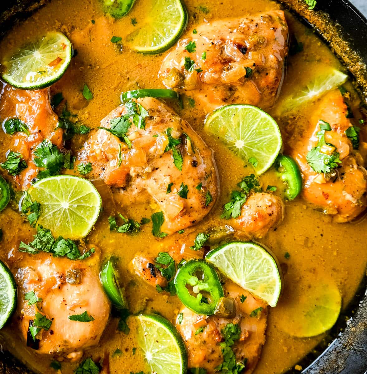 This Skillet Coconut Lime Chicken is made with a homemade coconut lime sauce crafted from creamy canned coconut milk, zesty fresh lime juice, and a touch of garlic and ginger and has the perfect sweet, savory, and tangy flavors. It is paired with tender, juicy chicken breasts for a quick, easy, and flavorful one-skillet dinner.