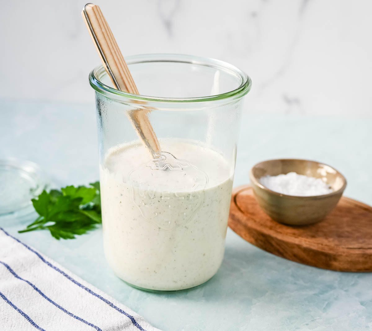 This creamy homemade ranch dressing is better than the bottled ranch dressing you find in the grocery store. This is made with fresh ingredients and vibrant herbs and is so easy to make. This is the best ranch dressing recipe!