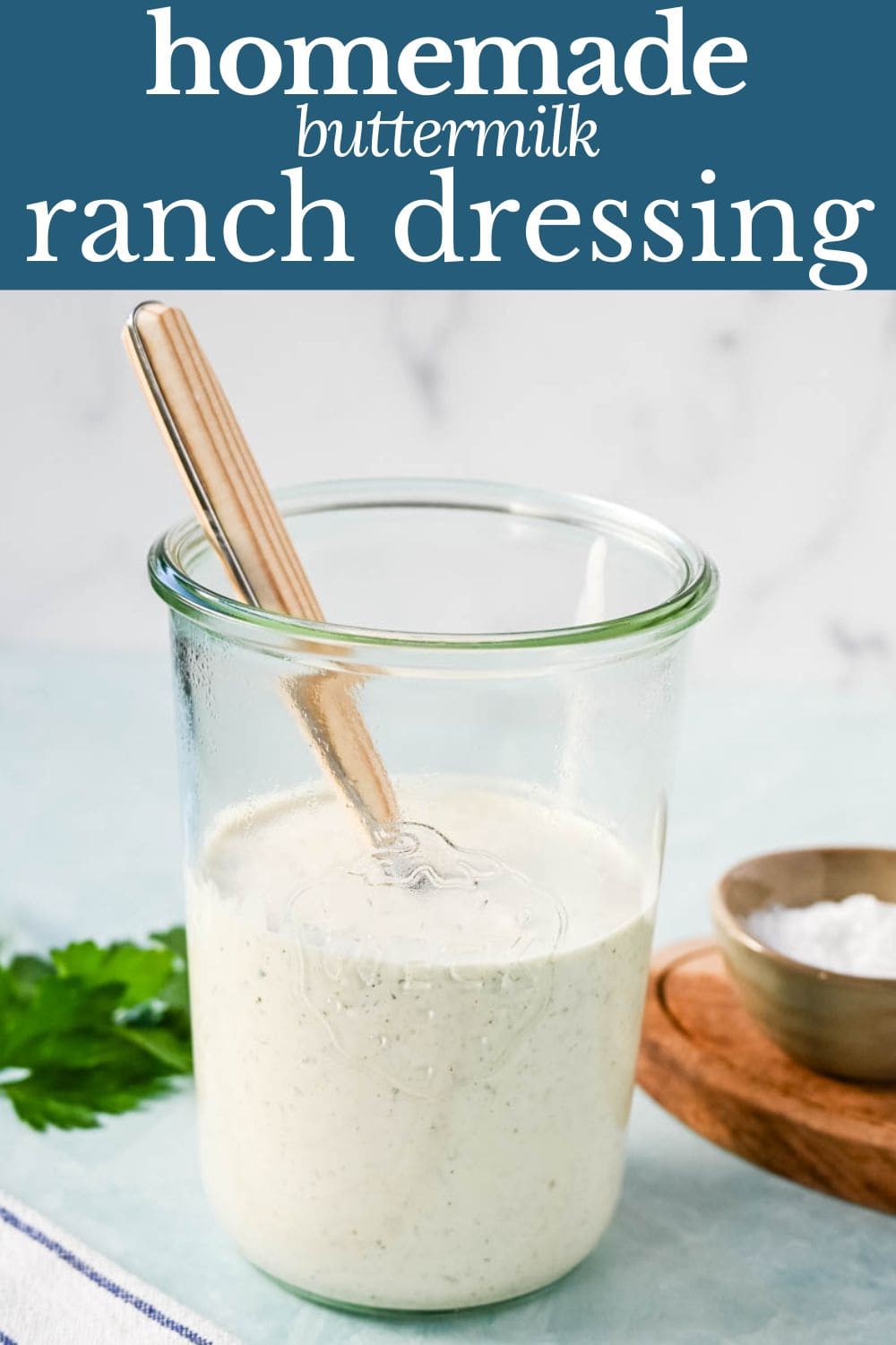 This creamy homemade ranch dressing is better than the bottled ranch dressing you find in the grocery store. This is made with fresh ingredients and vibrant herbs and is so easy to make. This is the best ranch dressing recipe!