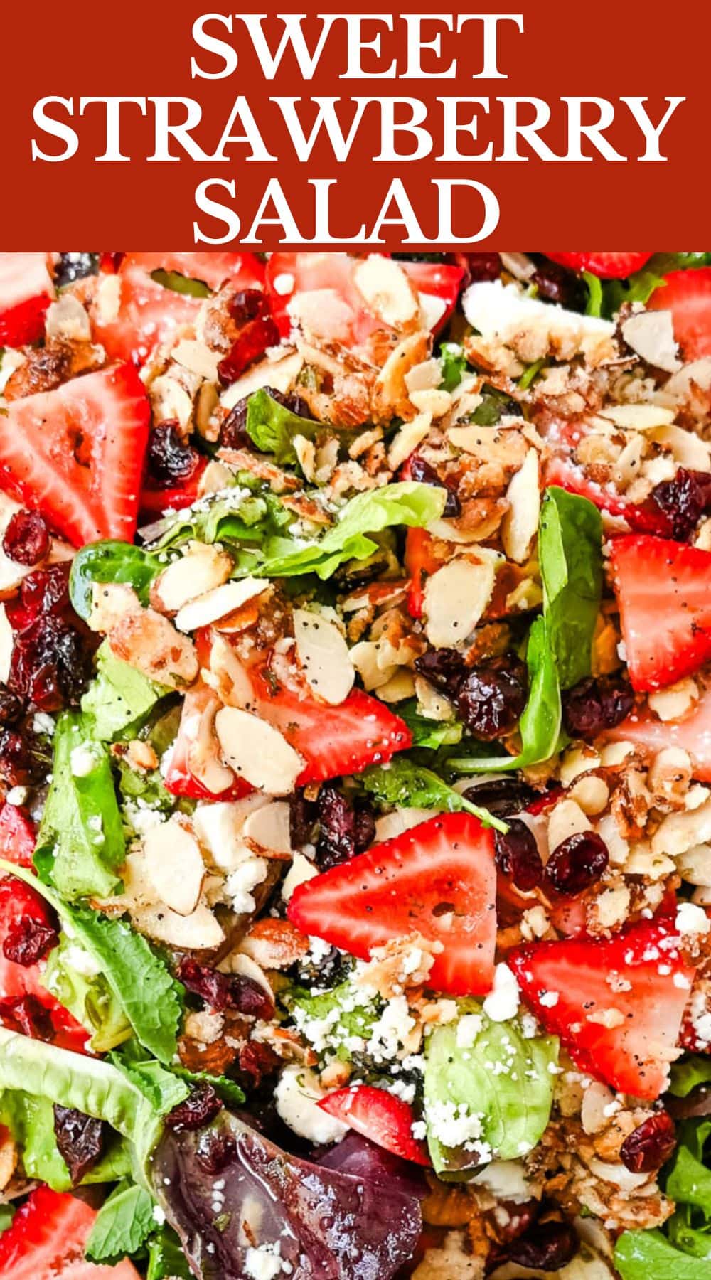 Strawberry Spring Mix Salad. This Strawberry Poppyseed Salad is made with spring mix, fresh strawberries, creamy and tangy feta cheese, sugared almonds, and tossed with a sweet homemade poppyseed dressing.