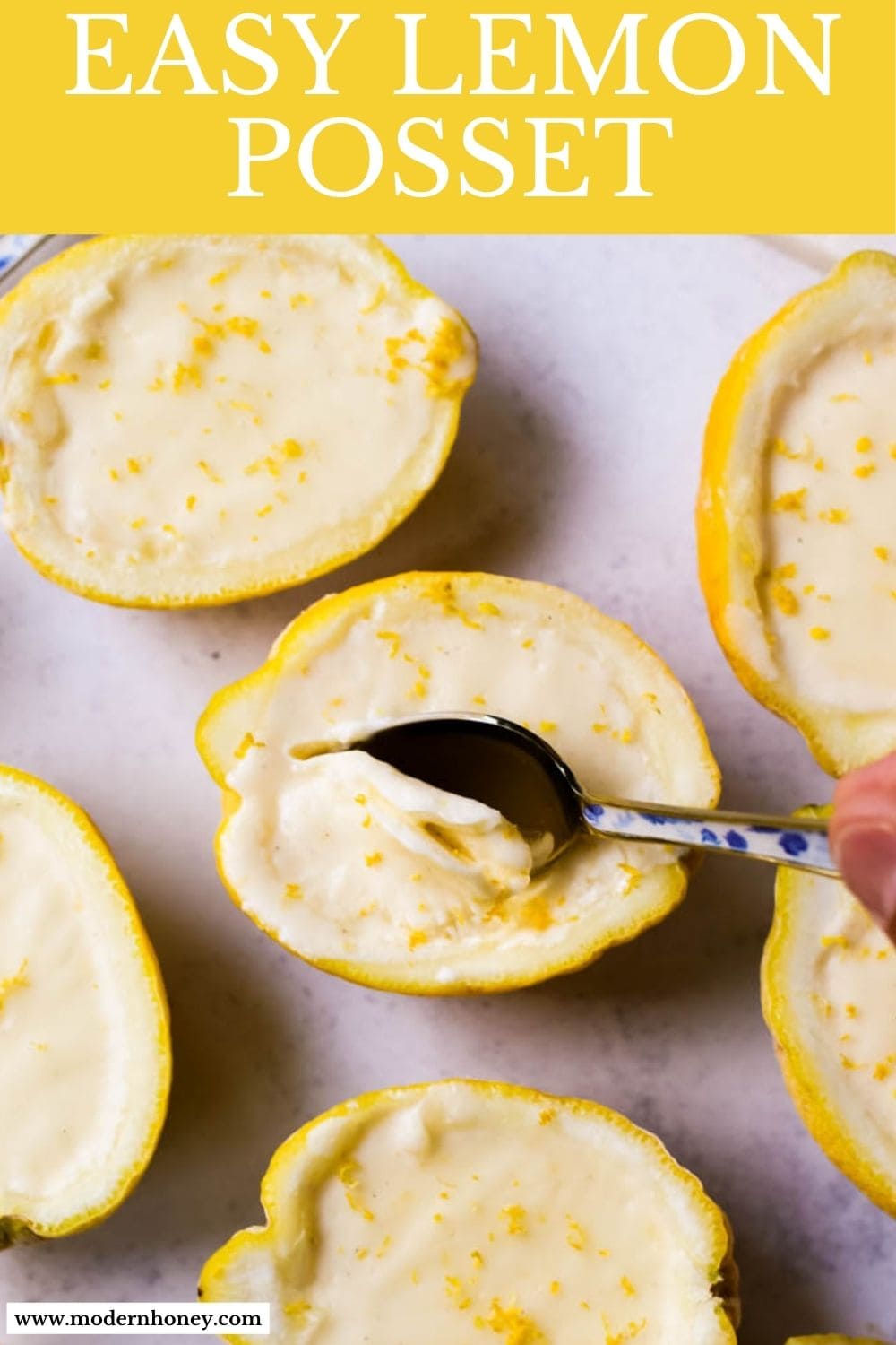 This Lemon Posset recipe is a silky, smooth, lemon custard that is so simple yet elegant and the perfect quick and easy lemon dessert. This bright and creamy lemon dessert is served in fresh lemons for a luxurious dessert.