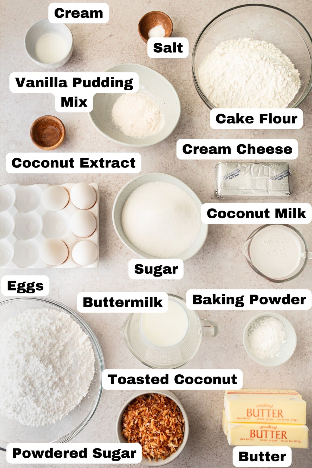 Coconut Cake Ingredients. What ingredients do you need to make homemade coconut cake