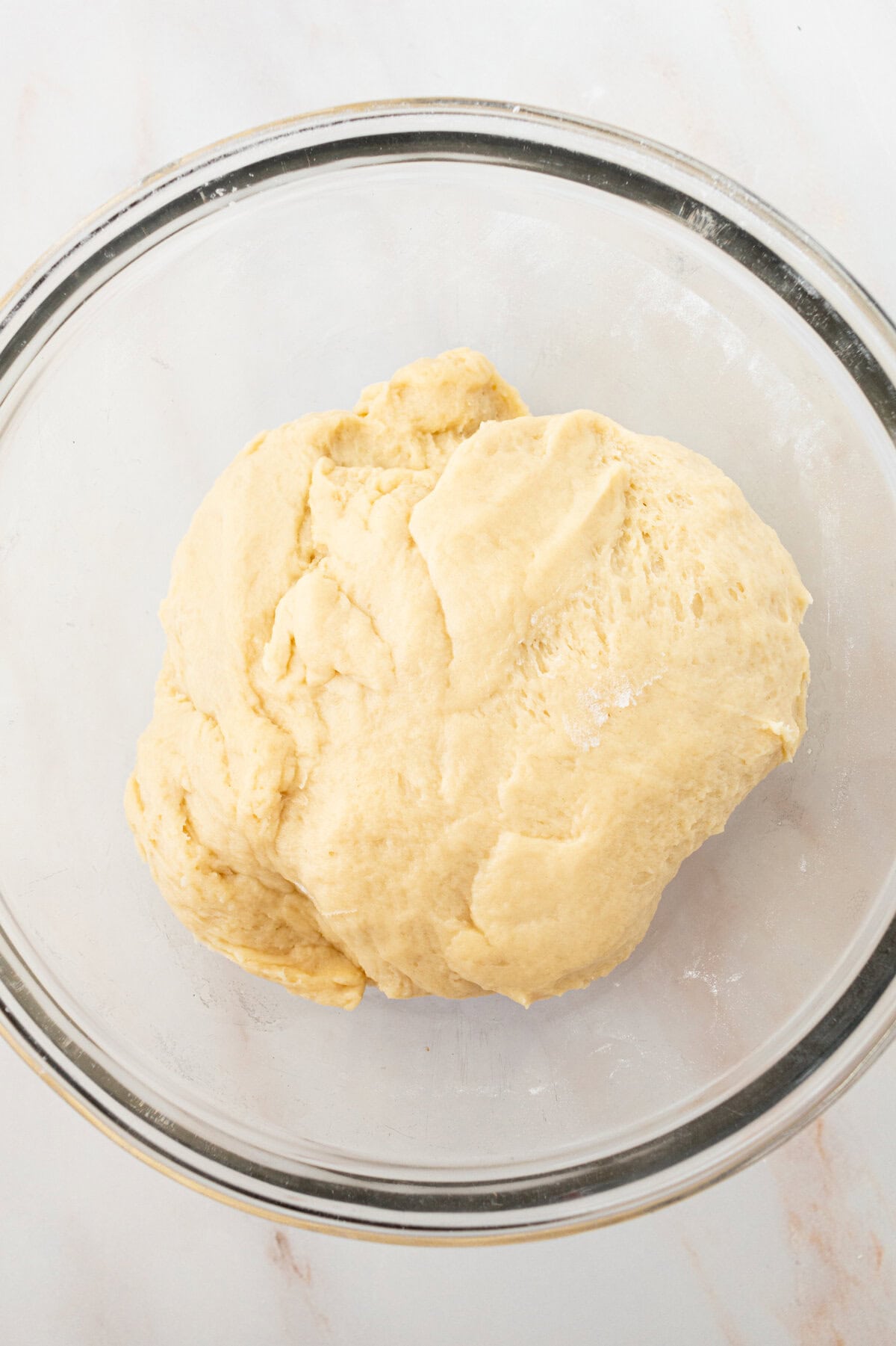 The cinnamon roll dough before rising.