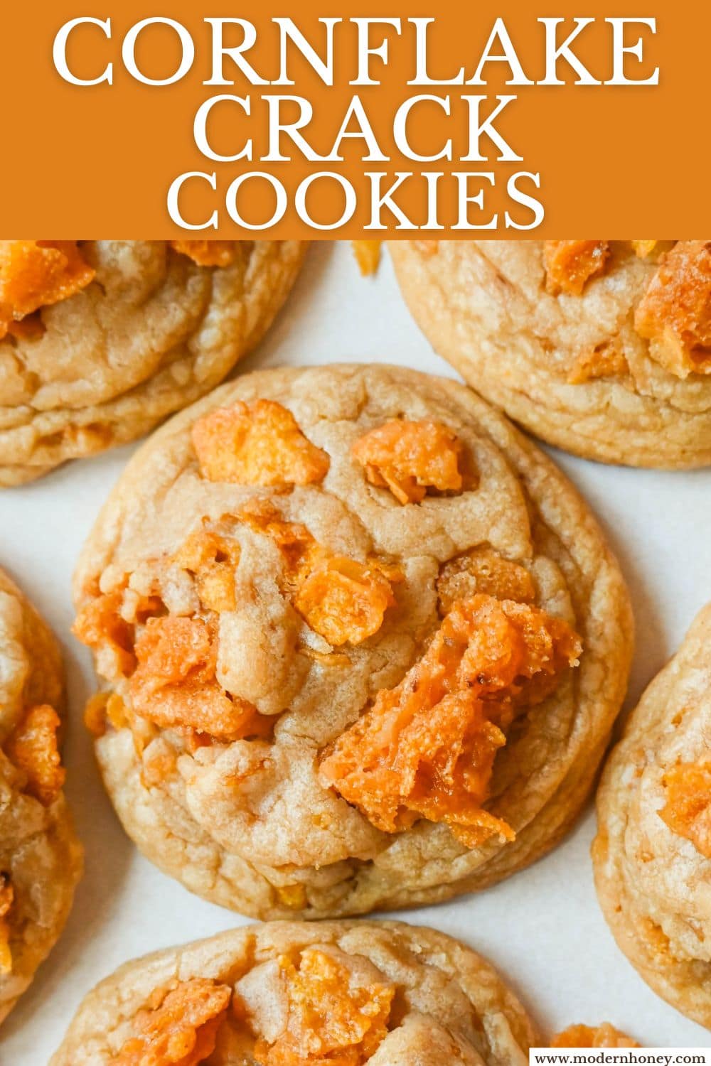 These Cornflake Crack Cookies are buttery, chewy, crispy cookies with toffee caramel notes thanks to homemade cornflake crack in and on top of the cookies. These sweet and salty cookies are always a hit!