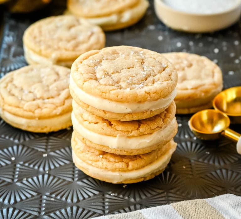 View of Sugar Sandwich Cookies with Cream Cheese Frosting – Modern Honey