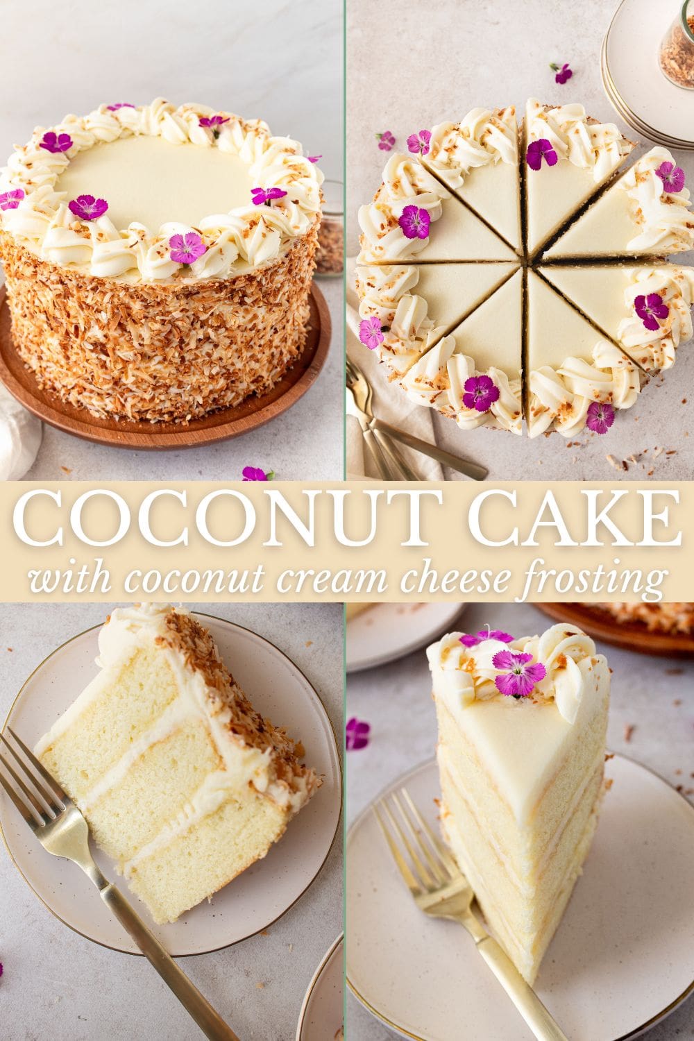 This homemade, moist coconut cake with coconut cream cheese frosting is the best coconut cake recipe. This Coconut Layer Cake is made with sweet cream butter, coconut milk, buttermilk, coconut pudding mix, and cake flour to make it extra tender. The coconut cream cheese frosting puts it over the top!