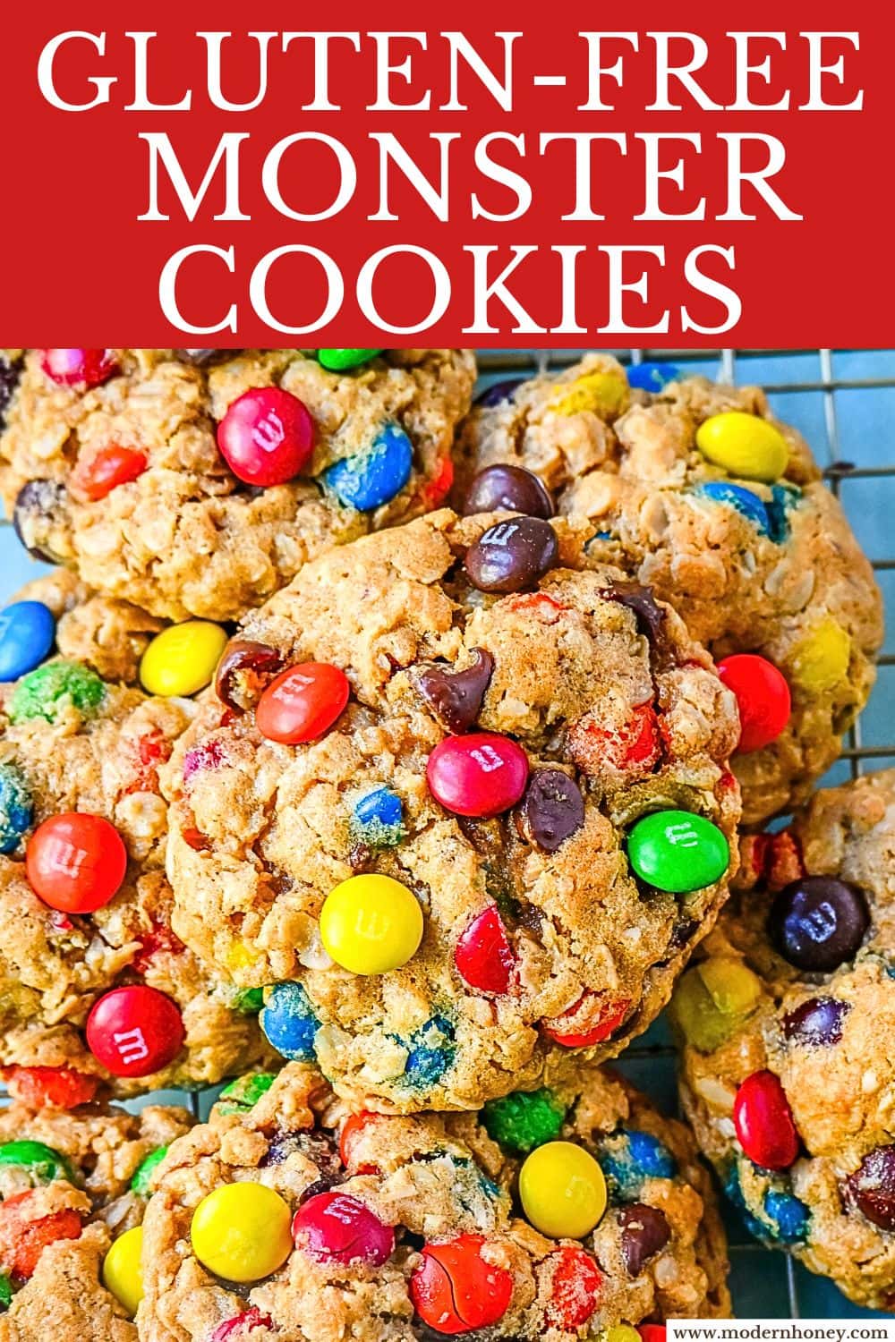 Gluten-Free Monster cookies are the perfect combination of oats, peanut butter, chocolate chips, and M&M's. The best part? They’re naturally gluten-free and naturally flourless. Whether you’re gluten-sensitive, celiac, or just love a hearty cookie, this Flourless Monster Cookie recipe will have you baking up a storm.