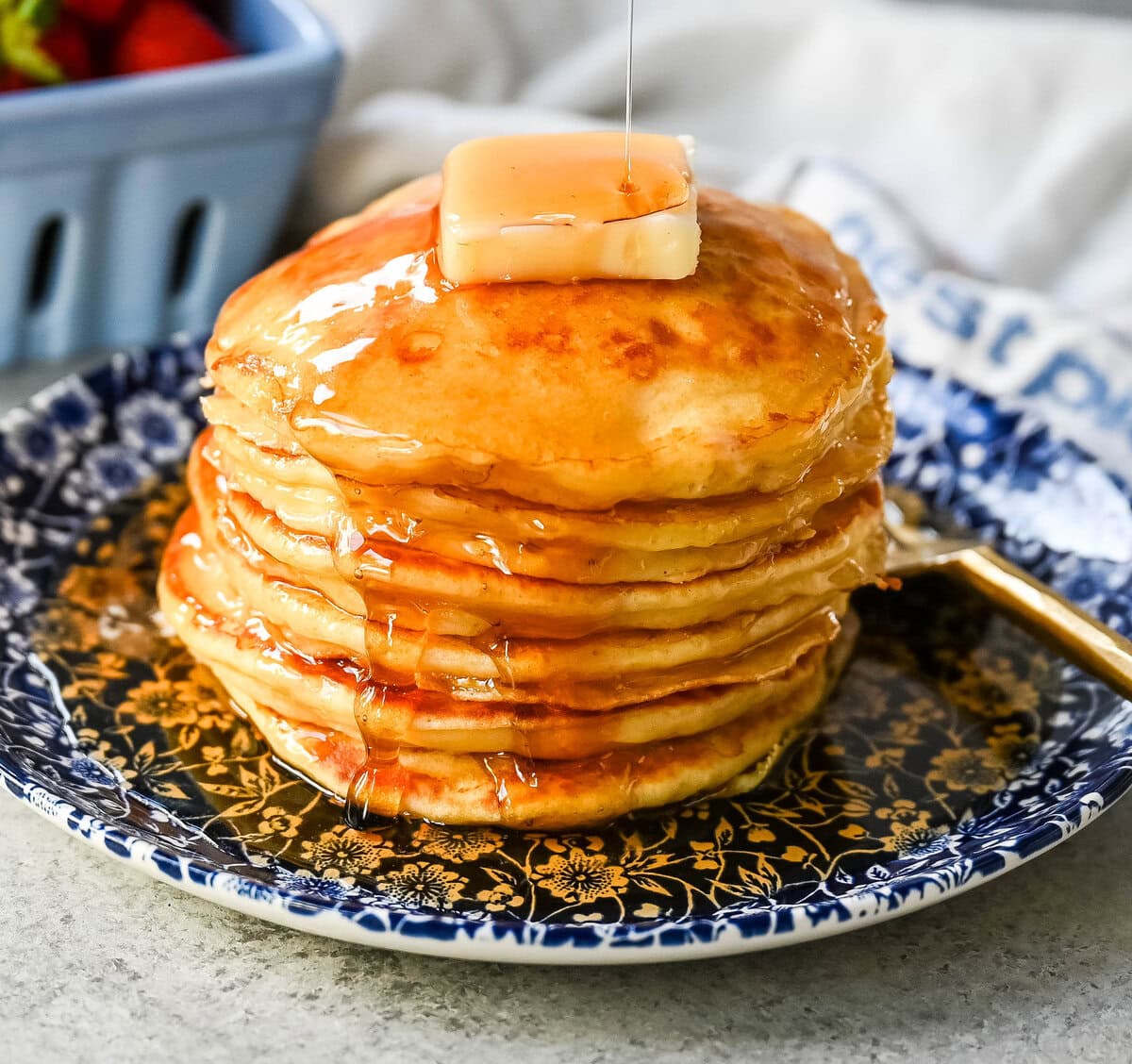 These light and fluffy Greek Yogurt Pancakes are higher protein, lower-fat and have a melt-in-your-mouth texture. You will love this healthy Greek yogurt pancake recipe!