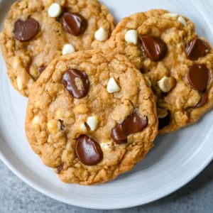 I Want to Marry You Cookies are the perfect saucepan brown butter chocolate chip cookie with oatmeal, chocolate chips, and white chocolate chips. These Marry Me Cookies were the most popular recipe on the Cooking Channel in 2012!
