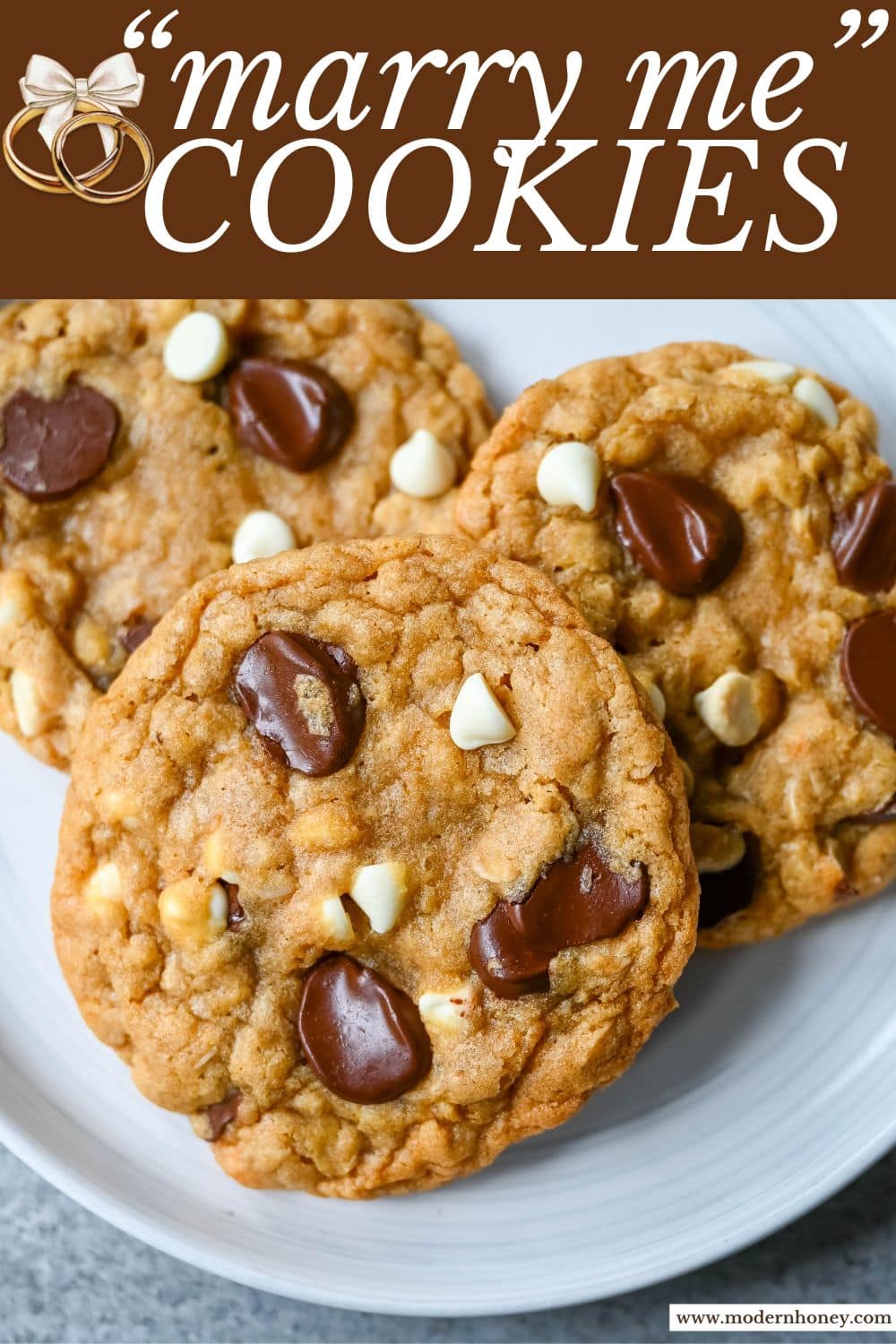 I Want to Marry You Cookies are the perfect saucepan brown butter chocolate chip cookie with oatmeal, chocolate chips, and white chocolate chips. These Marry Me Cookies were the most popular recipe on the Cooking Channel in 2012!
