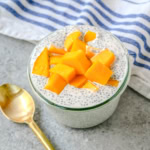 Mango Coconut Chia Pudding is a dairy-free, gluten-free, refined sugar-free, healthy dessert made with fiber rich chia seeds, rich coconut milk, real maple syrup, coconut and fresh mango. This mango chia seed pudding is a high-fiber, plant-based treat that is perfect for meal prep, clean eating, or a healthy snack.