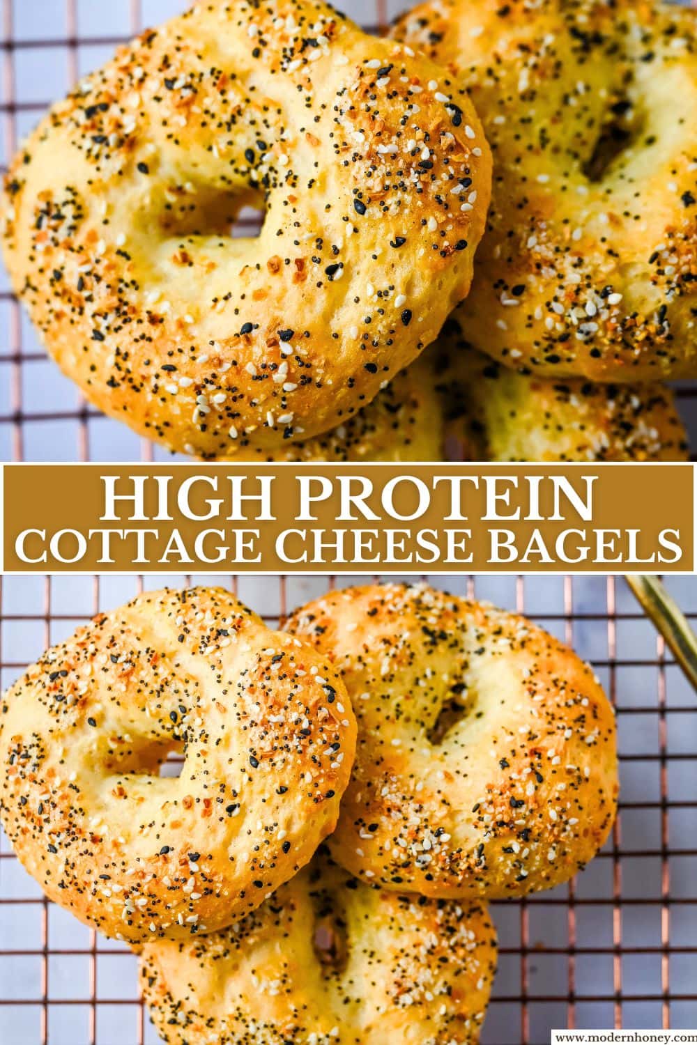 These high-protein cottage cheese bagels are soft, chewy, super easy, and easy to whip up for a quick breakfast. If you are looking for a no-yeast bagel recipe that’s easy, protein-packed, and made with just a few ingredients, this is your go-to. Makek homemade bagels in less than 30 minutes and with over 10 grams of protein in each bagel, they are a great way to start your day!