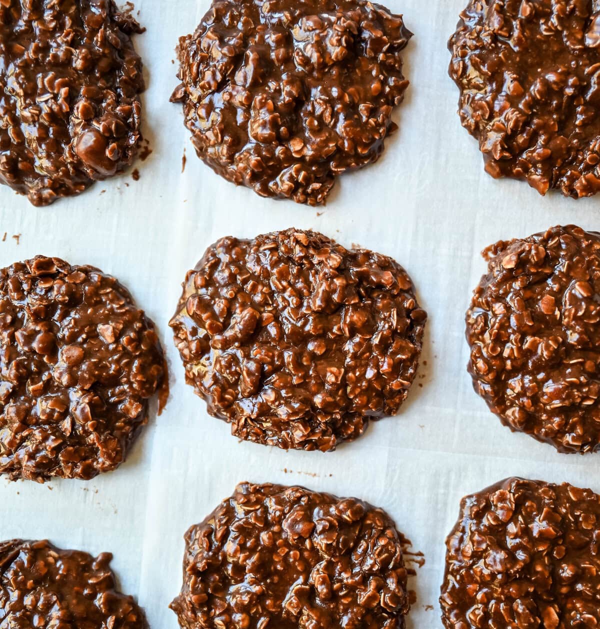 These classic No-Bake Cookies are a quick, nostalgic treat that satisfies a chocolate-peanut butter craving without ever turning on the oven. These easy no-bake cookies are fudgy, chewy, and rich yet take only minutes to make. All you need are 8 ingredients, a saucepan, and a spoon to make the Best No-Bake Cookies.