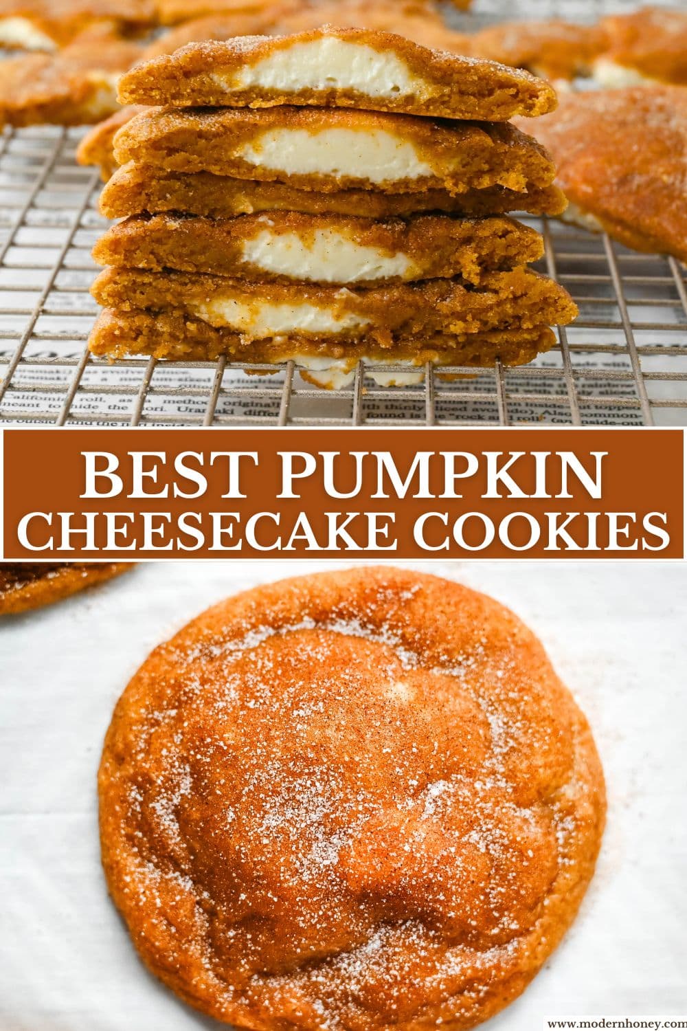 These soft, chewy, pumpkin spice cookies are filled with a cheesecake filling. They are the perfect pumpkin cookie filled with a sweet cream cheese center and rolled into cinnamon sugar. You will love this Best Pumpkin Cheesecake Cookie Recipe!