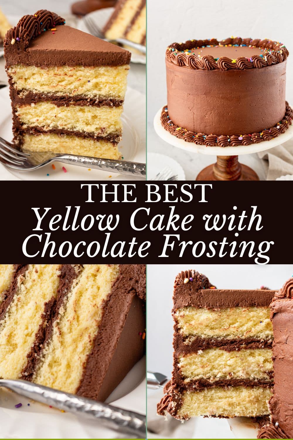 The BEST Yellow Cake Recipe with Milk Chocolate Frosting. 5-Star Rated Recipe! This golden, tender yellow cake is topped with a thick layer of creamy chocolate frosting. Thanks to a secret ingredient -- this homemade yellow cake bakes up moist, fluffy, and full of flavor every time. If you are celebrating a birthday, make sure to request this Yellow Birthday Cake with Chocolate Frosting!