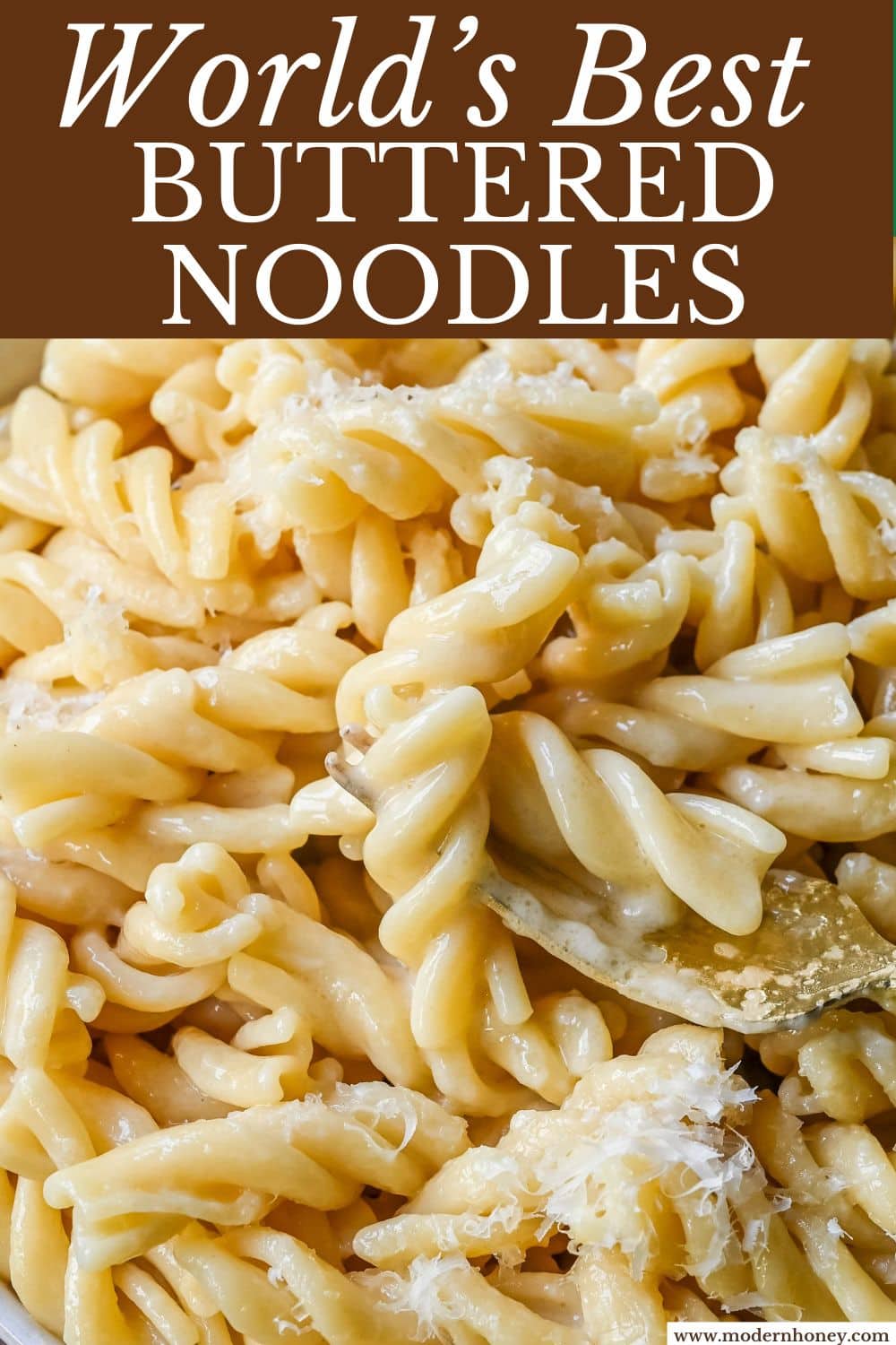 World's Best Buttered Noodles Ingredients. These buttered noodles are the easiest comfort food ever made with tender pasta, butter, and parmesan cheese. You only need 3 ingredients to make this butter parmesan pasta (also known as Burro e Parmigiano).