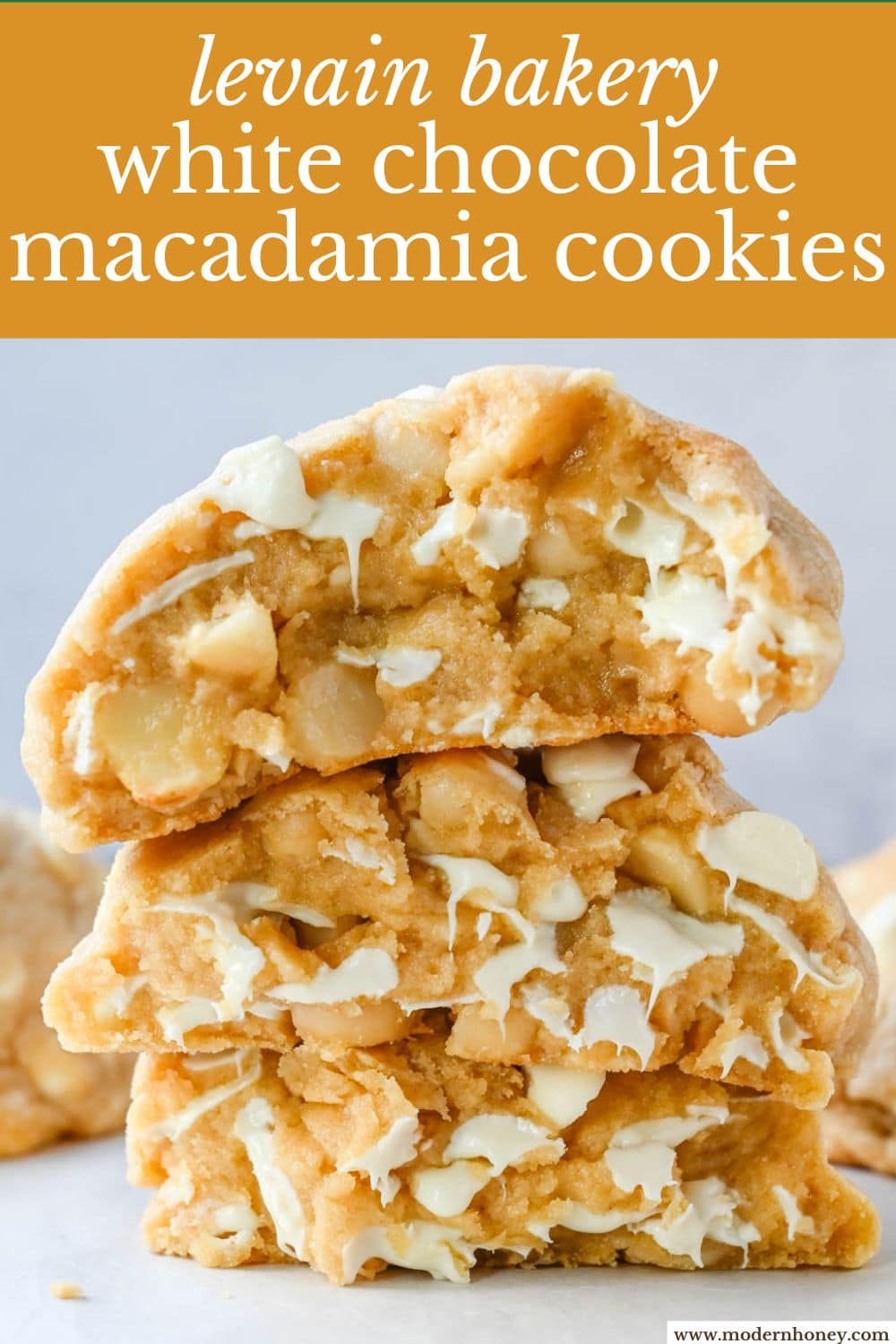 Soft in the center and crisp on the edges, these Levain Bakery White Chocolate Macadamia Cookies taste straight out of the bakery. This White Chocolate Macadamia Nut cookie recipe creates thick, buttery cookies loaded with creamy white chocolate chips and toasted macadamia nuts.