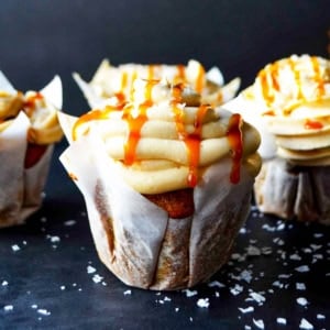 Moist pumpkin cookies with salted caramel frosting. The best pumpkin cupcakes with caramel frosting.