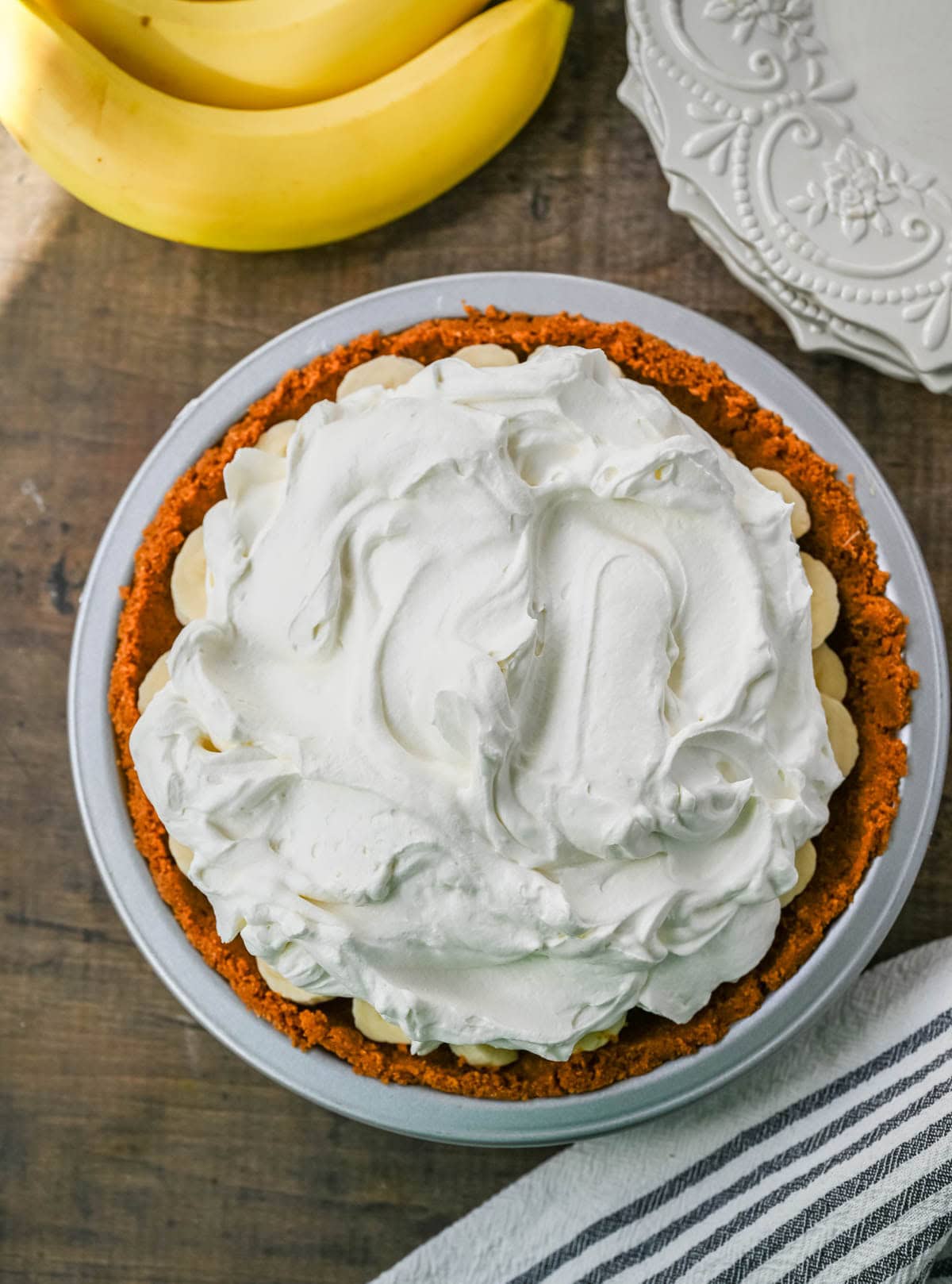 Top banoffee pie with fresh whipped cream
