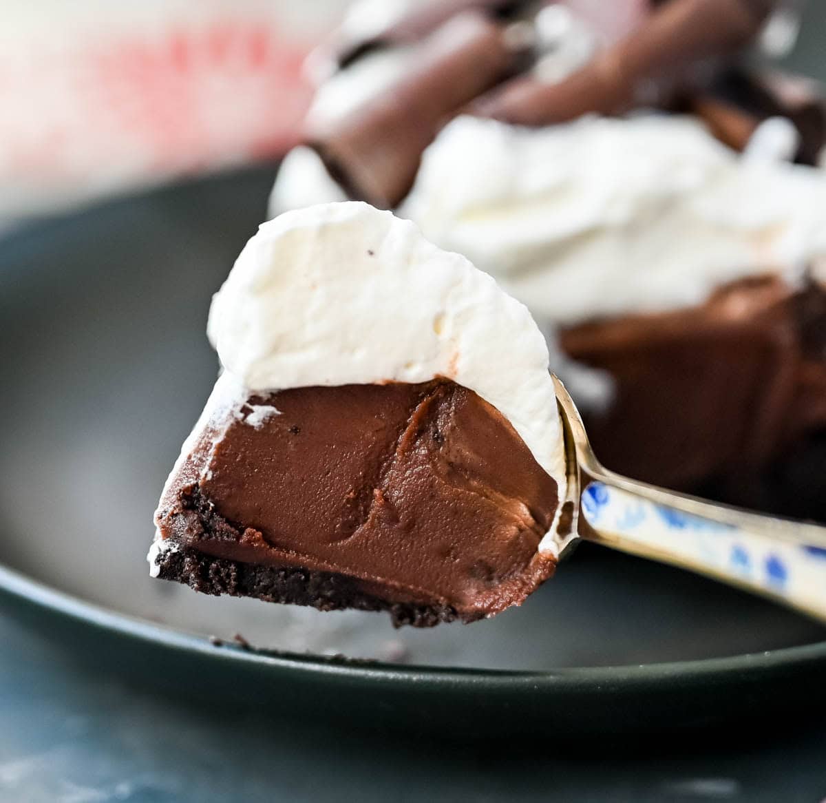 This No Bake Chocolate Cream Pie is made with a buttery Oreo crust holding a luscious chocolate ganache filling topped with sweetened whipped cream. Made with just a handful of ingredients, it’s creamy, chocolatey, and totally foolproof. An easy Chocolate Cream Pie recipe!