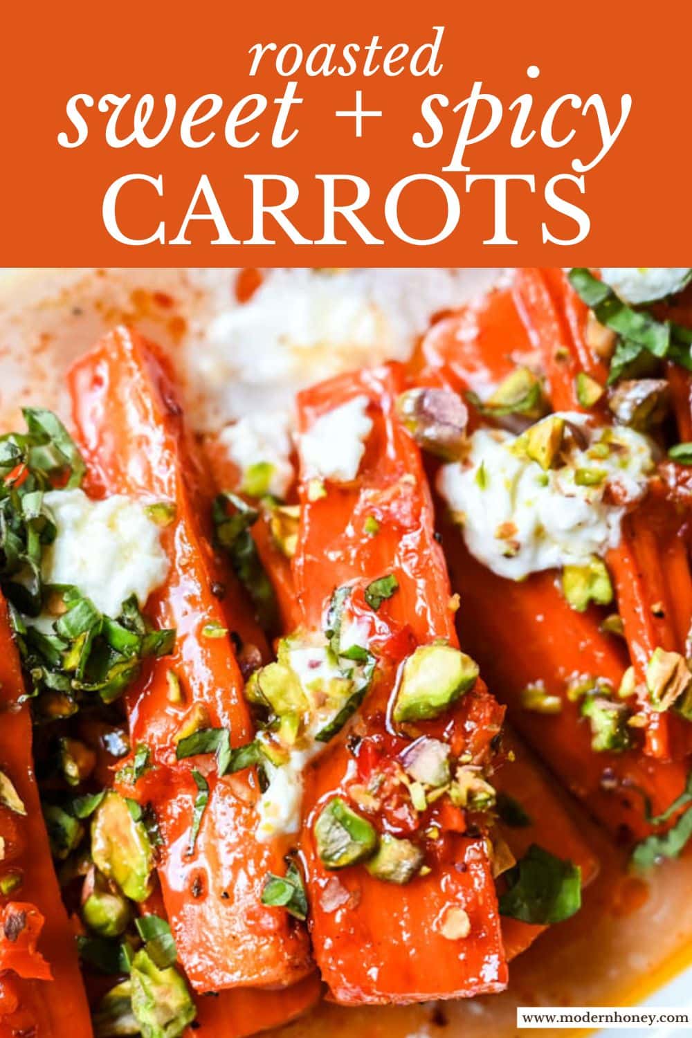 These Sweet and Spicy Roasted Carrots are the perfect combination of sweetness and a warm kick from the Calabrian chili paste. Topped with creamy burrata, crunchy pistachios, and fresh basil, this side dish feels restaurant-worthy but is incredibly easy to make at home. The best roasted carrot side dish recipe!