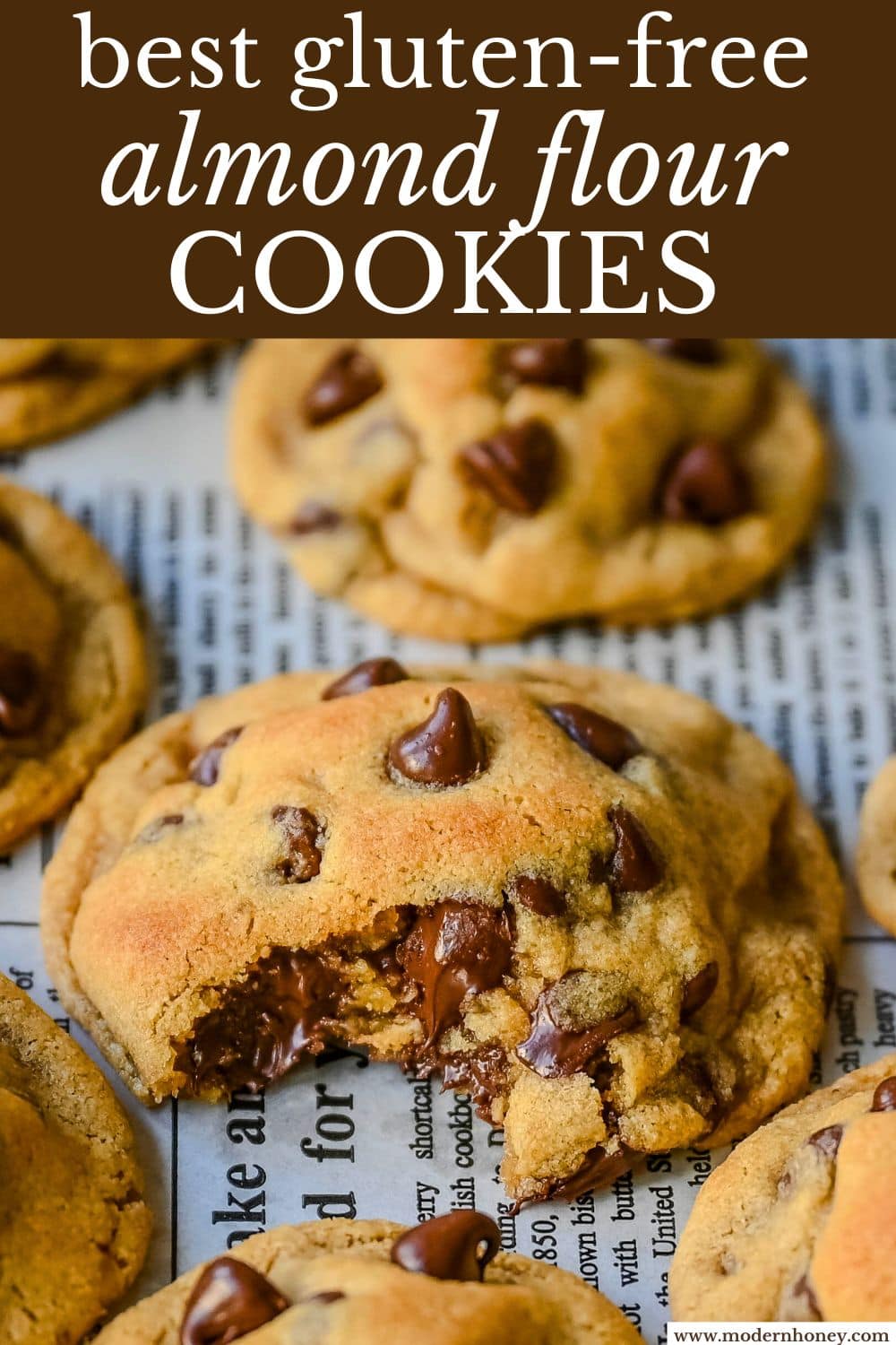 These chewy almond flour chocolate chip cookies are soft in the middle, crisp on the edges, and filled with chocolate chips. These gluten-free chocolate chip cookies are flourless making them the perfect gluten free cookie that still tastes absolutely delicious. You will love this soft and chewy gluten-free chocolate chip cookie recipe!