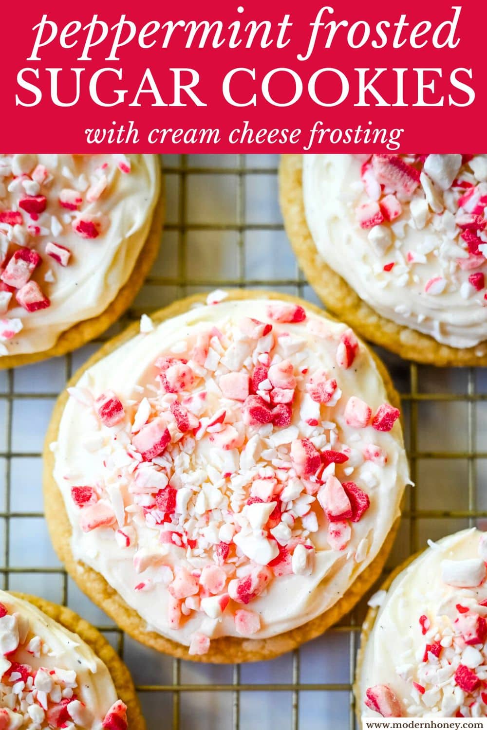 These Peppermint Frosted Sugar Cookies are soft, chewy, and topped with the creamiest peppermint cream cheese frosting. If you love peppermint desserts or are looking for a crowd-favorite holiday cookie, this peppermint cookie recipe is always a hit.