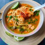 This Chicken Curry Noodle Soup is the ultimate comfort food with tender chicken and perfectly cooked noodles in a flavorful coconut milk broth. Made with red curry paste, garlic, and ginger, it has the perfect balance of warmth and spice. It’s ready in about 30 minutes and is the perfect one-pot dinner recipe.