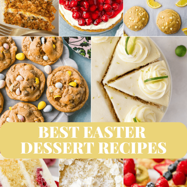 If youโre planning your Easter menu, Iโve rounded up all of my favorite Easter dessert recipes in one place to make it easy. Think bright spring flavors like lemon cake, carrot cake, coconut cream pie, frosted sugar cookies, no-bake cheesecakes, and strawberry desserts that are perfect for brunch or after dinner.