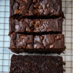 This easy double chocolate banana bread is rich, moist, and full of chocolate chips—the perfect chocolate banana bread recipe for using overripe bananas.