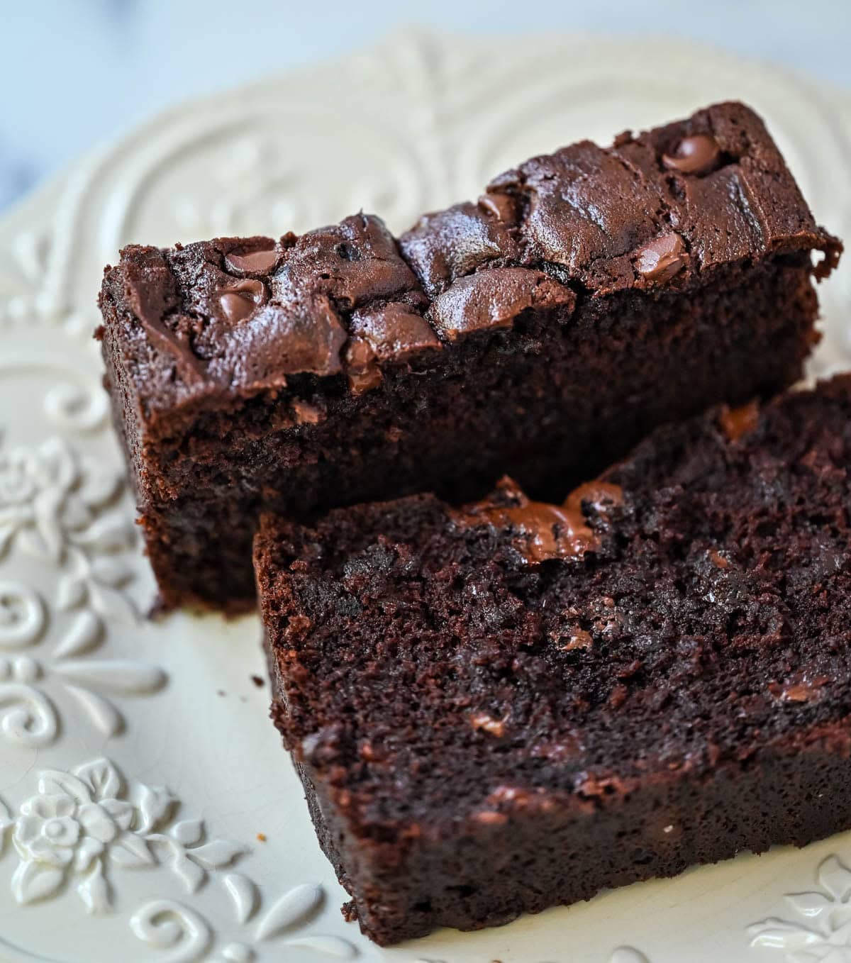 This easy double chocolate banana bread is rich, moist, and full of chocolate chips—the perfect chocolate banana bread recipe for using overripe bananas.