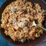 This Marry Me Chicken Orzo is a creamy, one-pan dinner made with tender chicken, sun-dried tomatoes, parmesan, and perfectly cooked orzo pasta. Inspired by the viral “marry me chicken” recipe, this version adds orzo to soak up the rich garlic cream sauce for an easy comfort meal. 