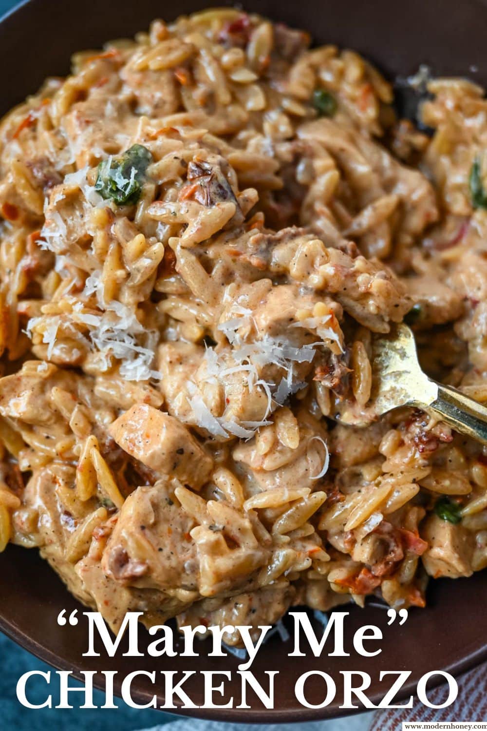 This Marry Me Chicken Orzo is a creamy, one-pan dinner made with tender chicken, sun-dried tomatoes, parmesan, and perfectly cooked orzo pasta. Inspired by the viral “marry me chicken” recipe, this version adds orzo to soak up the rich garlic cream sauce for an easy comfort meal.