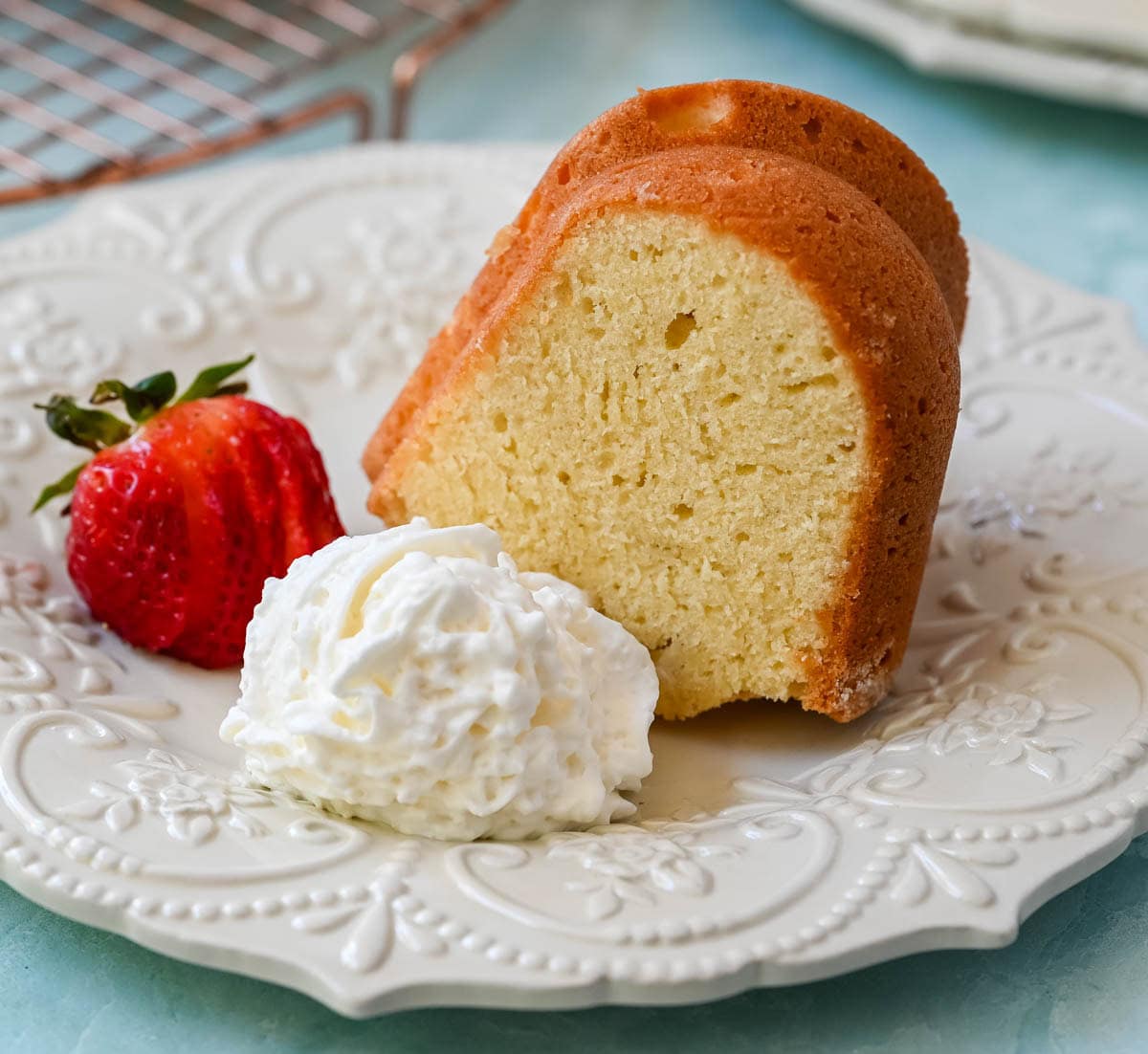 This classic sour cream pound cake is rich, buttery, and incredibly moist with a soft, tender crumb. This old-fashioned pound cake recipe delivers a dense yet velvety texture with the addition of sour cream, creating a cake that stays moist for days.