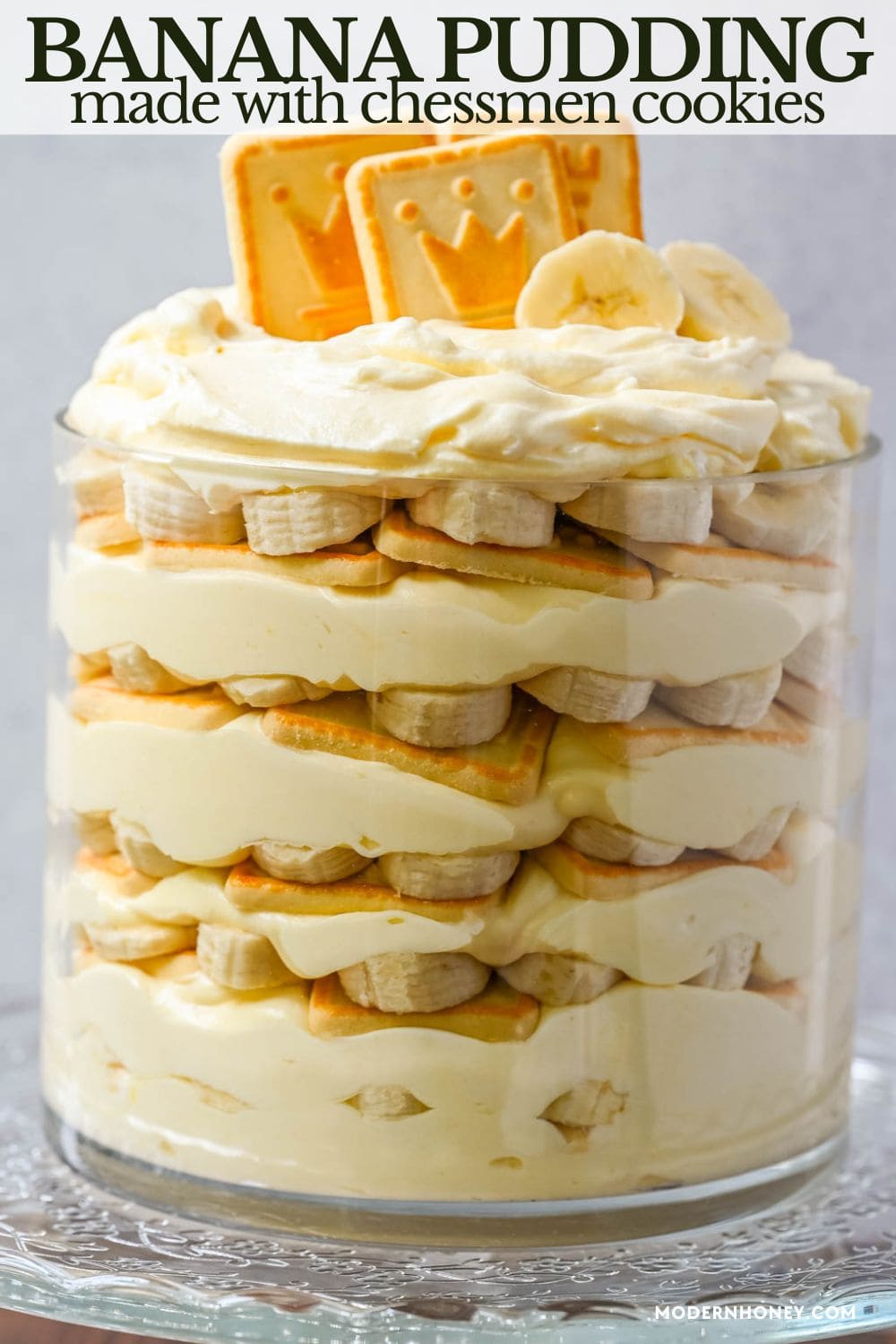 This banana pudding with Chessmen cookies is a rich, creamy, no-bake dessert layered with fresh bananas, buttery shortbread cookies, and fluffy vanilla pudding. Inspired by the classic Southern banana pudding and Magnolia Bakery. If you're looking for the best banana pudding recipe that’s simple yet impressive, this is it.