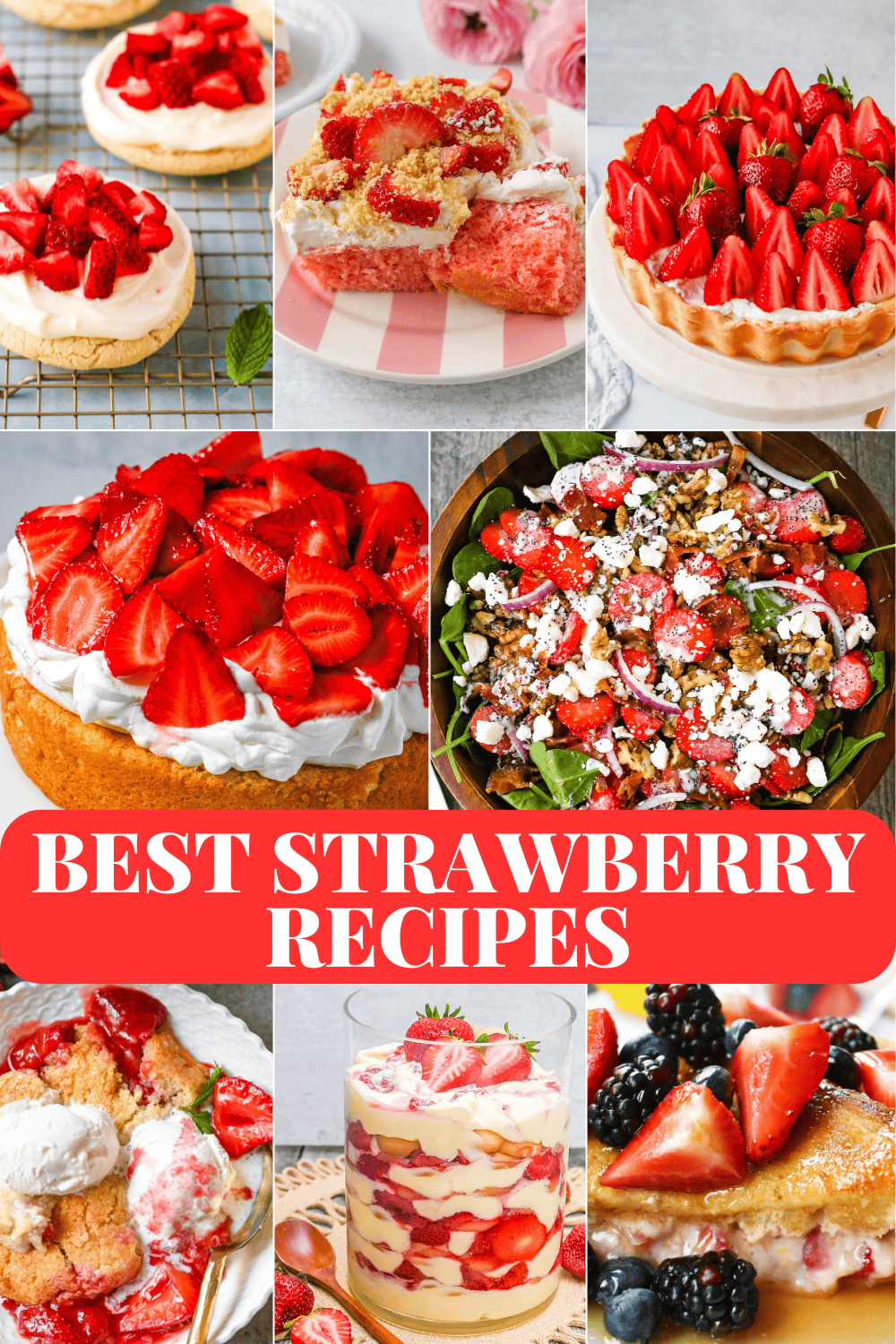 Find the best strawberry recipes for spring and summer, including easy desserts, strawberry cakes, cookies, drinks, and fresh fruit recipes perfect for any gathering. Everyone will love these easy strawberry desserts and treats!
