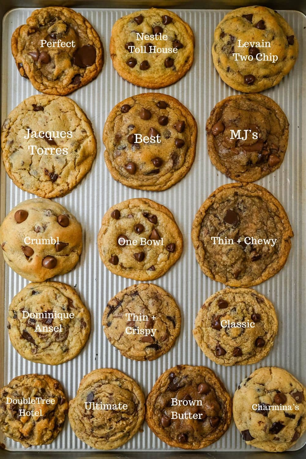 If you have ever wondered what the difference is between all of the chocolate chip cookie recipes out there, you are in the right place. We tested every single chocolate chip cookie recipe on our blog side by side to find out exactly what makes each one unique — from thick bakery style cookies to thin and chewy classic cookies, soft and gooey one bowl cookies, and everything in between. Here's your Ultimate Chocolate Chip Cookie Showdown: 20 Recipes Compared.