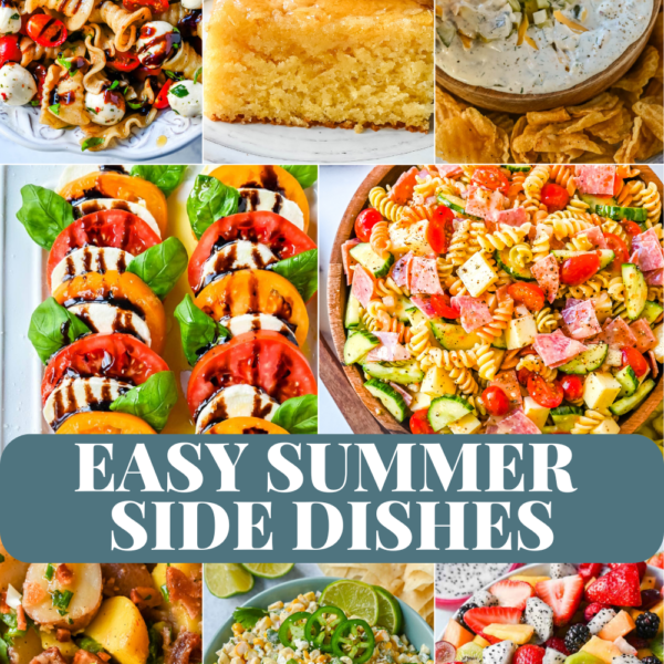 Looking for the best summer side dishes for your next BBQ or cookout? This round up of 25 easy summer side dishes includes the most delicious crowd pleasing recipes perfect for Fourth of July, Memorial Day, backyard barbecues, and potlucks all summer long. From creamy macaroni salads and classic pasta salad to deviled eggs, cornbread, and easy make ahead sides the whole family will love.