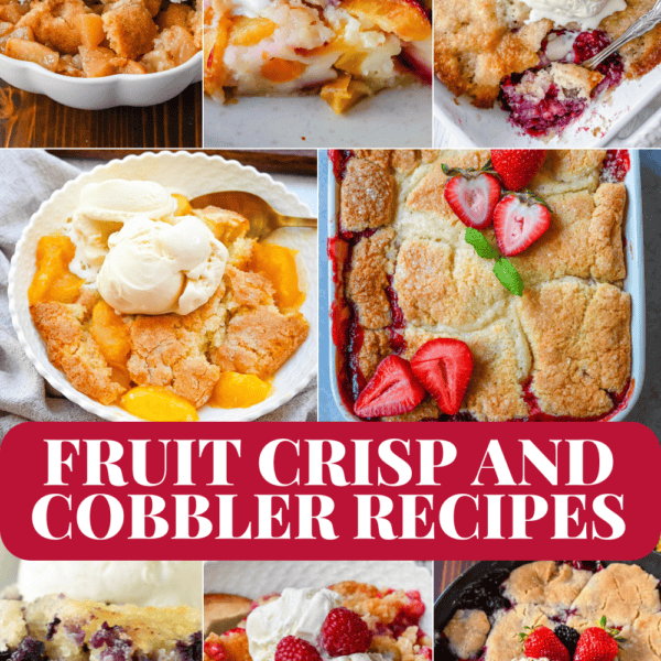 Looking for the best fruit crisp and cobbler recipes to make this summer? This ultimate round up includes the most delicious and easy homemade cobbler and crisp recipes made with fresh summer fruit including peach cobbler, raspberry crisp, blueberry cobbler, strawberry crisp, nectarine cobbler, and so much more.