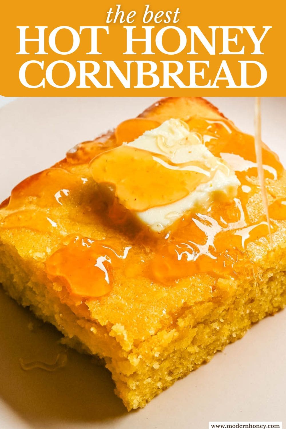 This moist and fluffy hot honey cornbread is sweet, slightly spicy, and absolutely packed with flavor from the very first bite! This is the most irresistible cornbread topped with hot honey butter you will ever make, and it comes together in just one bowl in under 30 minutes, making it the easiest and most flavorful side dish.