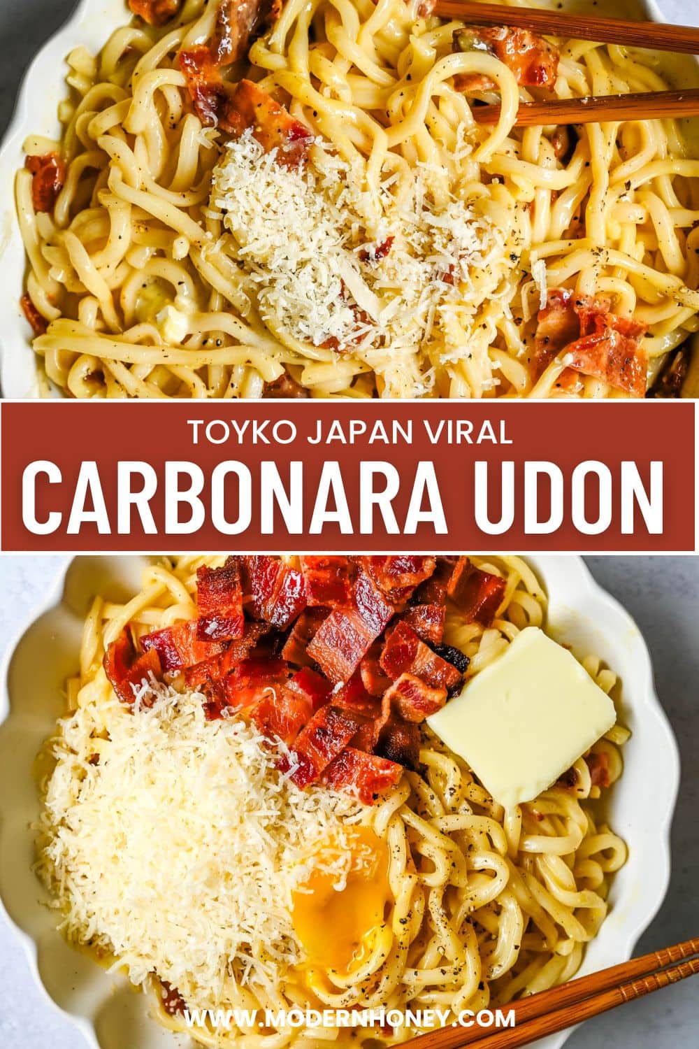 Creamy, cheesy, and genuinely addictive — this Carbonara Udon recreates the viral Tokyo dish people wait an hour in line for, with thick chewy noodles, a silky egg yolk and parmesan sauce, and crispy bacon. Ready in just 20 minutes at home.