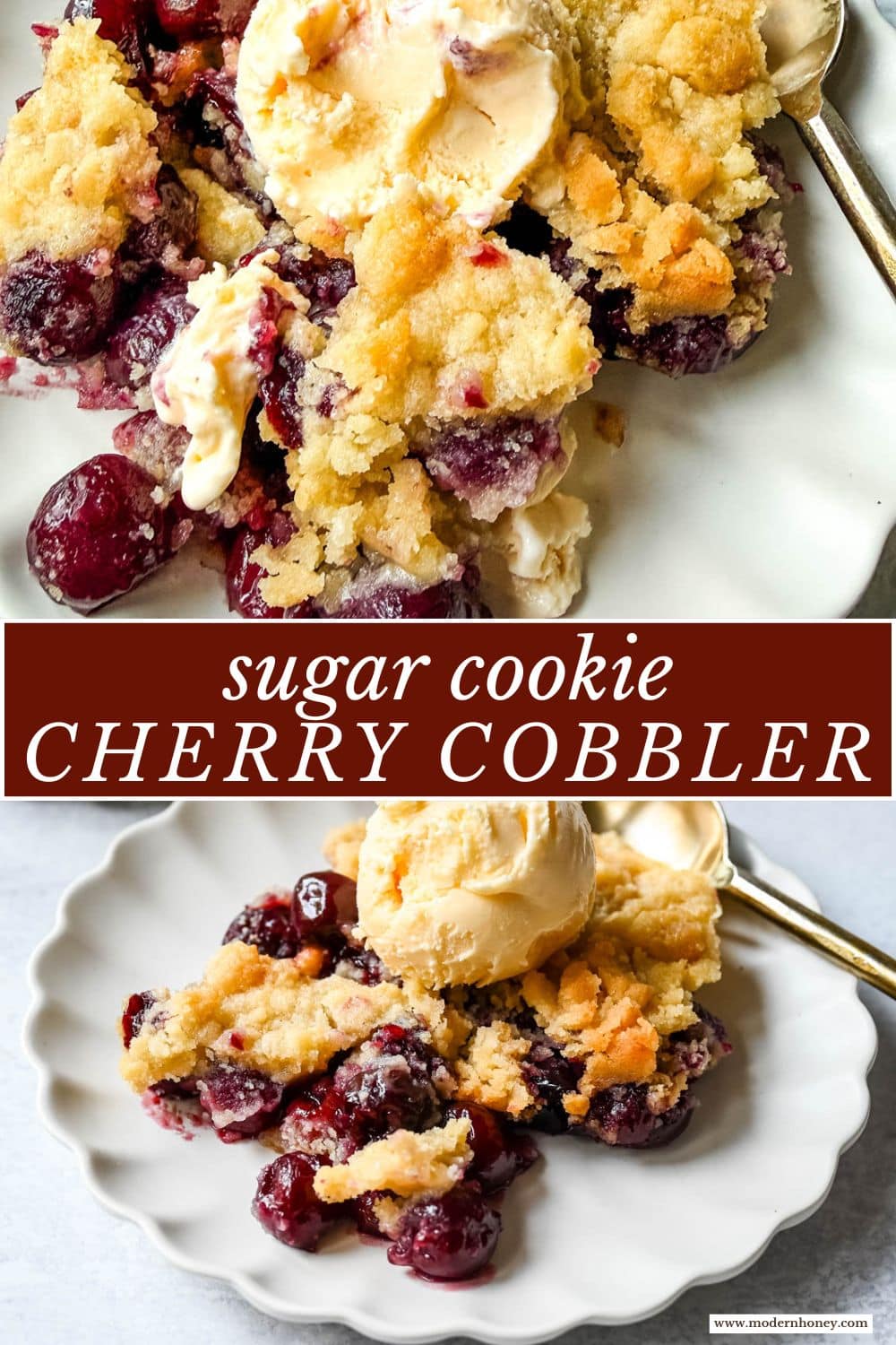 Want to make cherry cobbler with fresh cherries? This recipe combines a jammy cherry filling with a golden sugar cookie topping for the perfect summer dessert.