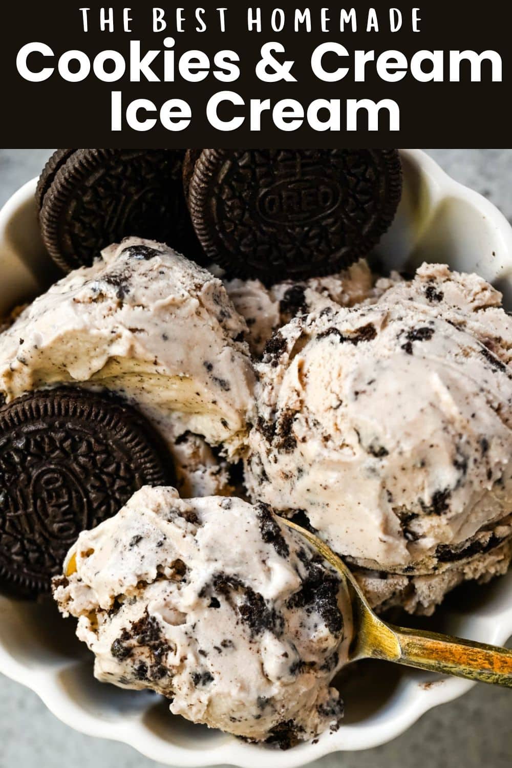 This Cookies and Cream Ice Cream is rich, creamy, and loaded with Oreo chunks. This Oreo Ice Cream is made with a custard base for the smoothest, creamiest homemade ice cream you'll ever make.
