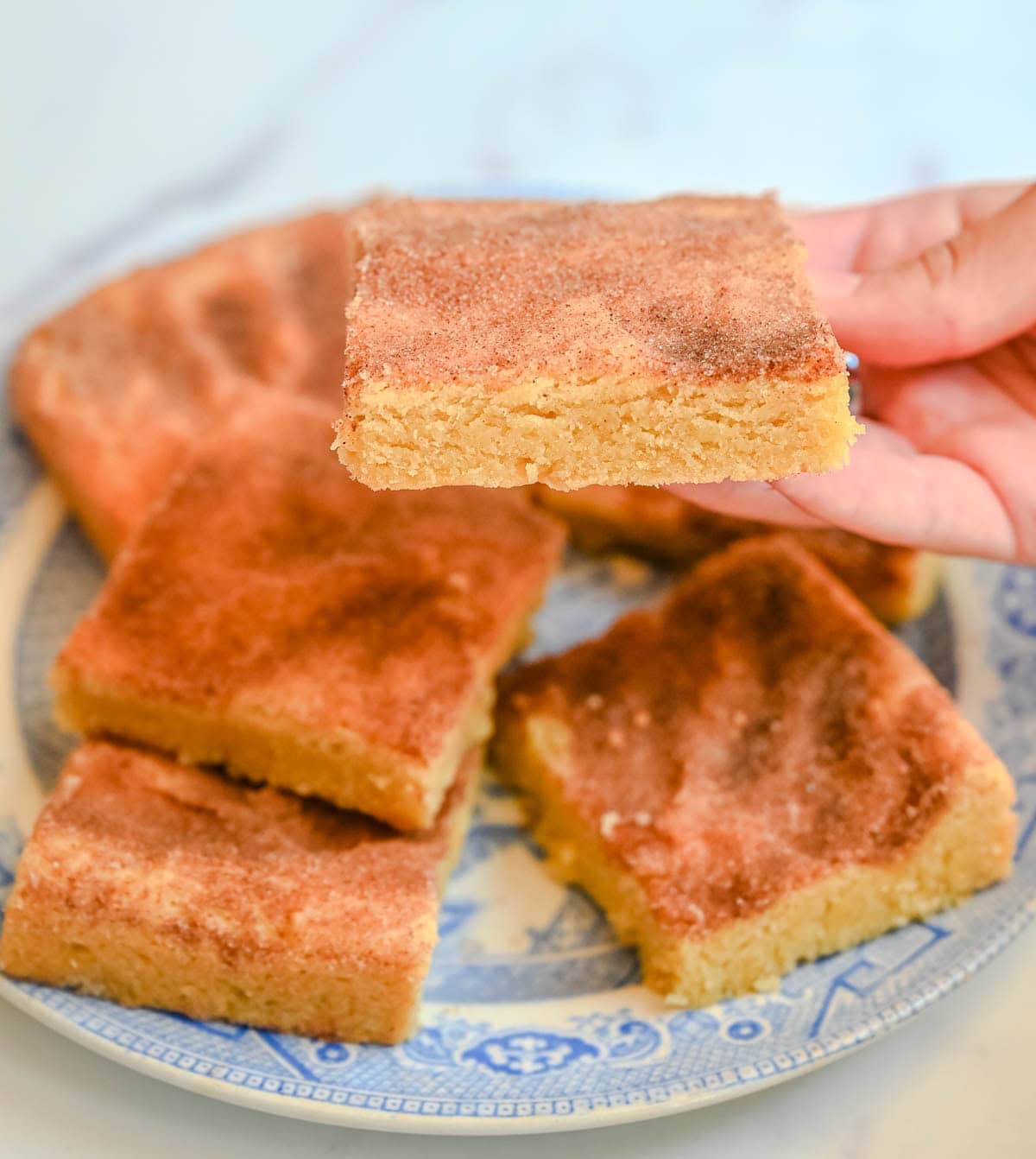 These snickerdoodle bars have all the soft, chewy, cinnamon-sugar flavor of classic snickerdoodle cookies, baked in one pan for an easier, faster version. No scooping, no rolling — just press, sprinkle, and bake for a crowd-sized batch of snickerdoodle flavor in every bite.