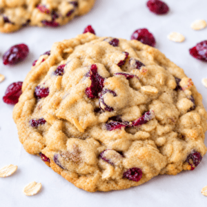 These soft and chewy cranberry oatmeal cookies are packed with sweetened dried cranberries and hearty oats, with a secret ingredient for the perfect texture. These are the best cranberry oatmeal cookies and always receive 5-star reviews.