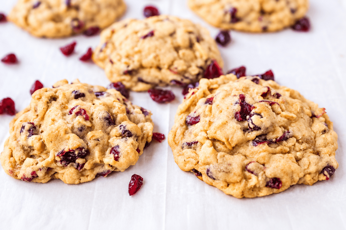 These soft and chewy cranberry oatmeal cookies are packed with sweetened dried cranberries and hearty oats, with a secret ingredient for the perfect texture. These are the best cranberry oatmeal cookies and always receive 5-star reviews.