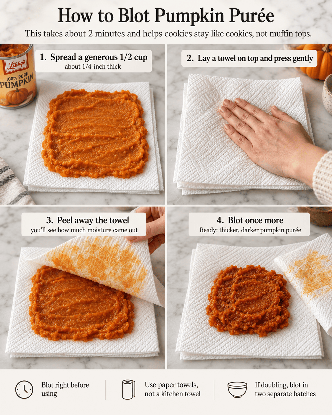 how to blot pumpkin puree when making pumpkin cookies