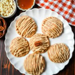 Soft maple pecan cookies with toasted pecans, white chocolate, and a real maple glaze. An easy Fall maple cookie with no dough chilling required.