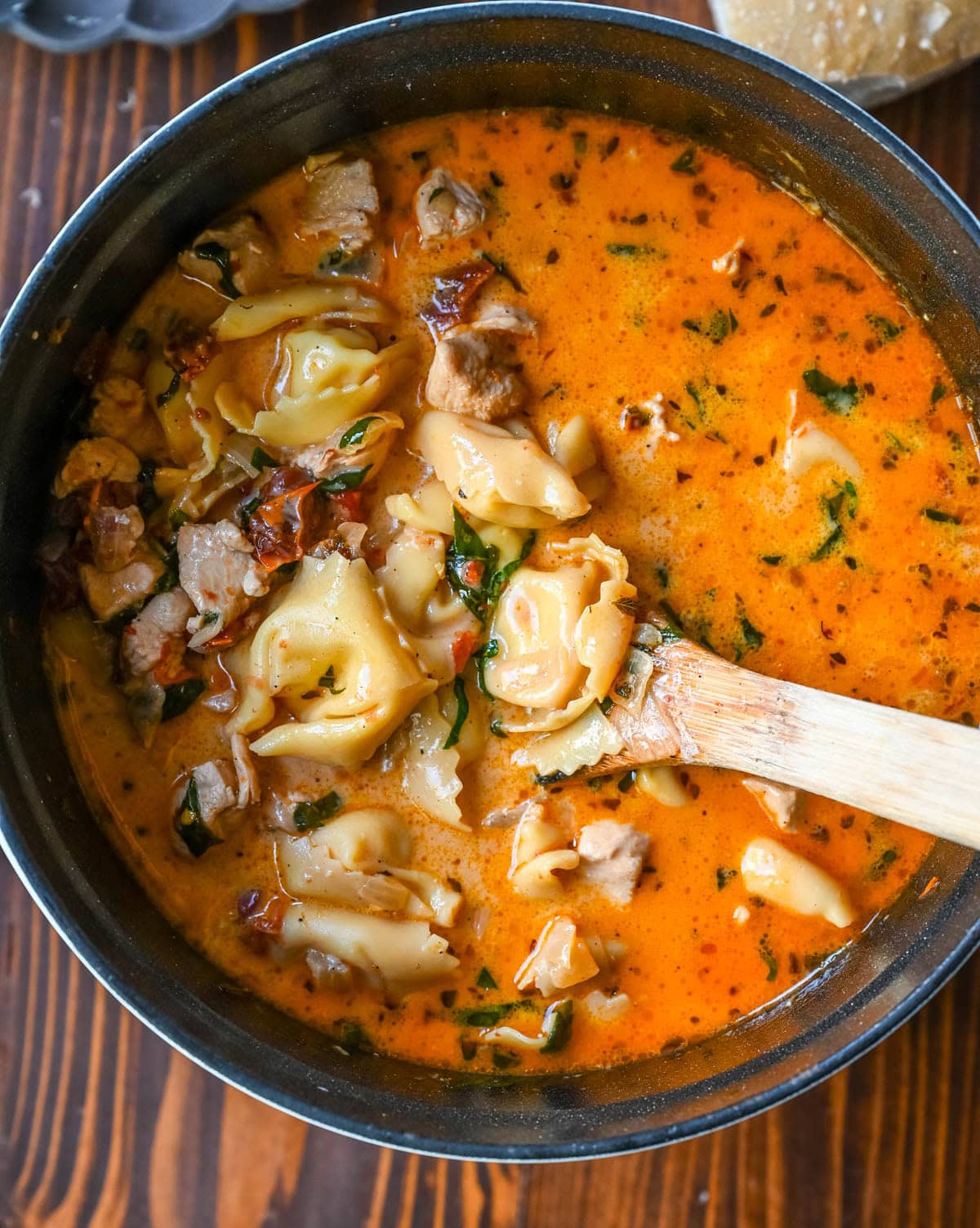 This Marry Me Chicken Tortellini Soup takes the viral marry me chicken flavor creamy sun-dried tomato sauce, tender chicken, and Parmesan and turns them into a cozy, comforting soup loaded with cheese tortellini. This easy one-pot soup comes together in about 30 minutes, making it perfect for busy weeknight dinners!